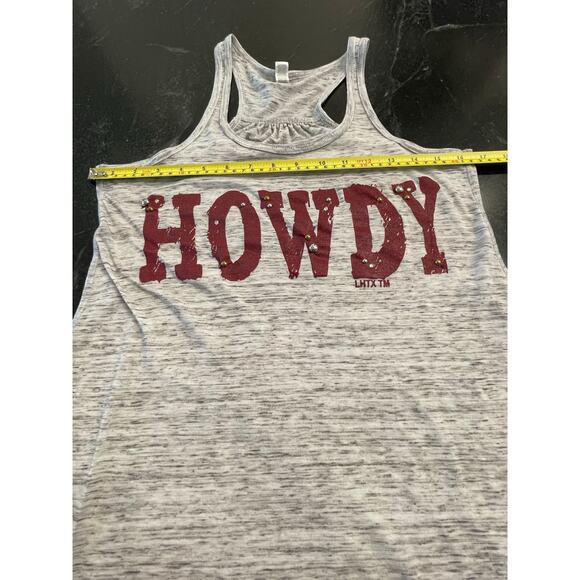 LHTX Leigh L. Hajovsky Texas made "HOWDY" embellished tank S Aggies - Picture 6 of 8